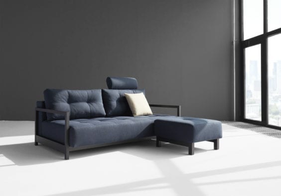 blue sofa bed and foot stool set