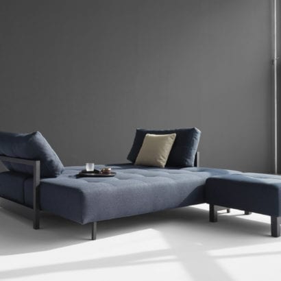 blue sofa bed and foot stool set