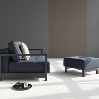 blue sofa bed and foot stool set