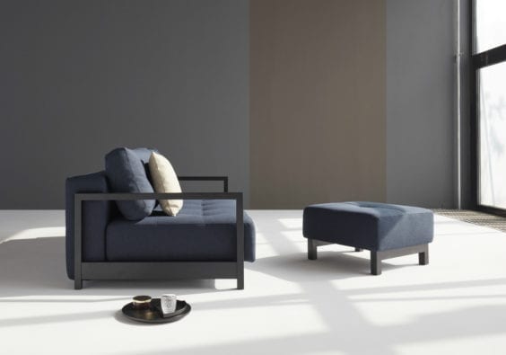 blue sofa bed and foot stool set