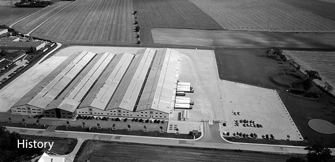 arial shot of warehouses